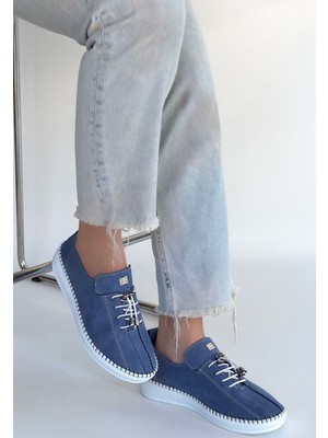 Warte Mavi Süet Bağcıklı Spor Ayakkabı - Lisinya