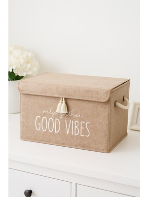 PremiumPort Bej Keçe Kapaklı Çok Amaçlı Mini Saklama Kutusu 35X24X24 cm