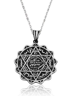 FRY 925 Ayar Gümüş Süleyman Mührü Gümüş Kolye PT2610728 (770)