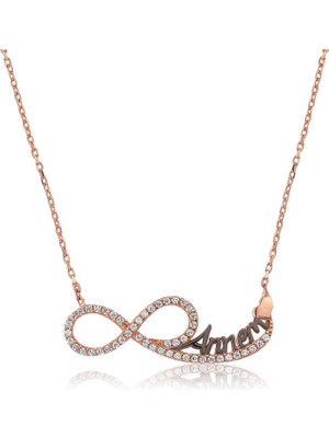 FRY 925 Ayar Gümüş Annem Yazılı Sonsuzluk Kadın Gümüş Kolye PT2610050 (770)