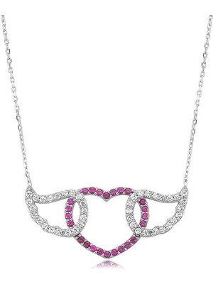 FRY 925 Ayar Gümüş Kanatlı Kalp Kadın Gümüş Kolye PT0461127 (770)