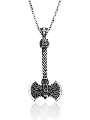 FRY 925 Ayar Gümüş Çift Taraflı Balta Gümüş Kolye PT2610559 (770)