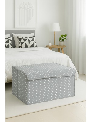 PremiumPort Geniş Kapaklı Yorgan Saklama Kutusu, 60X40X30, Gri Benekli, Organizer