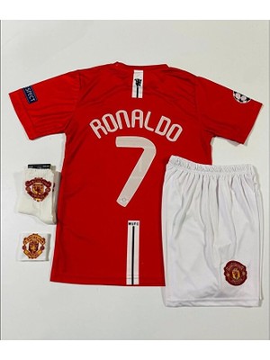 M.unitedd 2008 Moskova Cristiano Ronaldo Çocuk Forması 4'lü Set (Red-Kısa-Armalı)