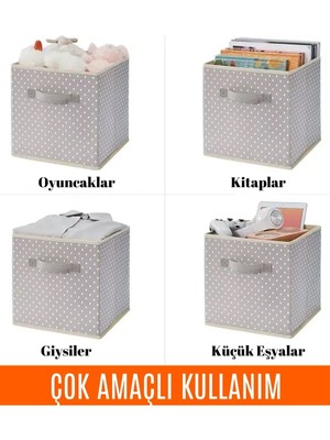 PremiumPort Puantiye Desenli Dolap Içi Çamaşır Oyuncak Saklama Kutusu 30X30X30CM
