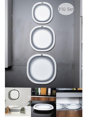 PremiumPort Katlanır Badya Leğen Seti, 2,7 ve 10 Litrelik Pratik Kullanım