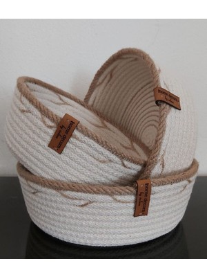 PremiumPort 3’lü Ekru Hasır Sepet Seti, Çok Amaçlı Düzenleyici ve Sunum Sepeti