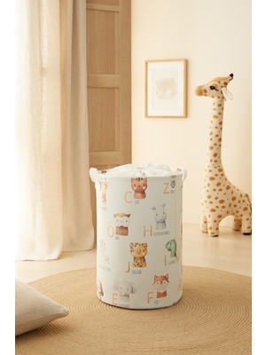 PremiumPort Sevimli Hayvanlar Temalı Çocuk Odası Oyuncak ve Çamaşır Sepeti 36X48