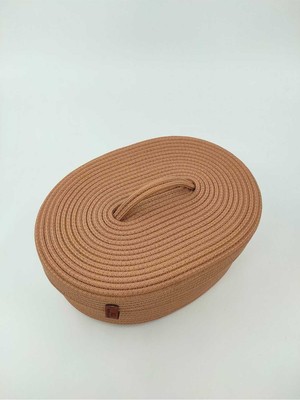 PremiumPort El Dokuma Oval Hasır Sepet, Banyo ve Mutfak Organizatörü, 30X25X10