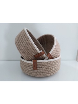 PremiumPort 3'lü Hasır Sepet Seti, Düzenleyici ve Dekoratif, Mutfak ve Banyo Organizasyonu