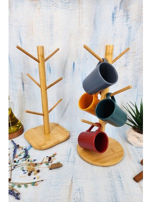 PremiumPort Bambu Ahşap Lüx Kupa Fincan Askılığı 2’li Set