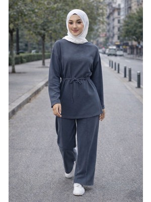 Moda Antrasit Gri Belden Bağlamalı Ikili Takım – Rahat Kalıp, Yumuşak Dokulu, Günlük & Spor Şıklık
