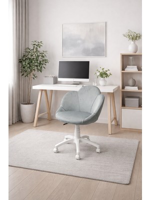 KUZEY SANDALYE Papatya Beyaz Ayaklı Çalışma Sandalyesi Yetişkin ve Çocuk Bilgisayar Sandalyesi (Ayarlanabilir)