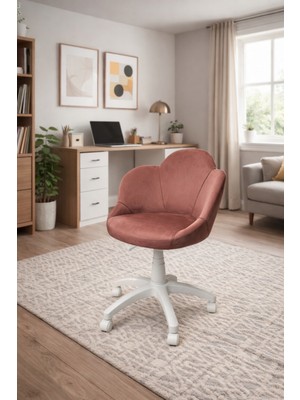 KUZEY SANDALYE Papatya Beyaz Ayaklı Çalışma Sandalyesi Yetişkin ve Çocuk Bilgisayar Sandalyesi (Ayarlanabilir)