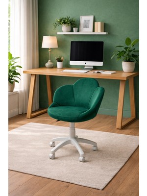 KUZEY SANDALYE Papatya Beyaz Ayaklı Çalışma Sandalyesi Yetişkin ve Çocuk Bilgisayar Sandalyesi (Ayarlanabilir)