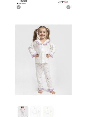 Mini Moda House Kız Çocuk Kalp Baskılı Fırfır Detaylı 2’li Pijama Takımı KOD:5049