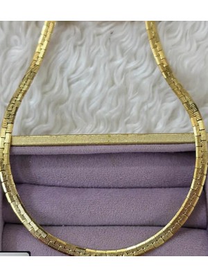 Septemmart Kadın Çelik Gold Düz Işıltı Ezme Italyan Zincir Kolye - Kararmaz