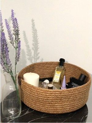 PremiumPort Çok Amaçlı Hasır Sepet, Banyo ve Mutfak Organizeri, 25X10 cm