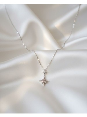 Suzi Shine Pembe Zirkon Taşlı Çelik Kutup Kolye