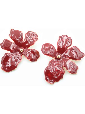 Royaleks Çiçek Küpe - Bordo