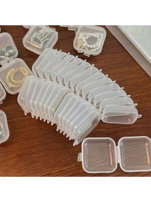 PremiumPort Mini Şeffaf Plastik Takı Saklama Kutusu, 5 Adet Set