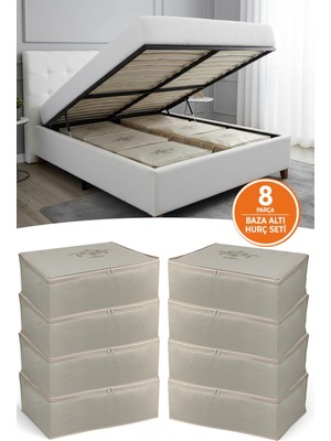 PremiumPort 8'li Bej Baza Altı Düzenleyici Hurçlar, Büyük Boy Saklama Çözümü