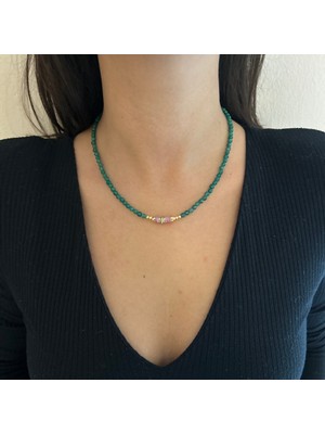 Suerte Accessories El Yapımı Akuamarin Doğal Taş Özel Tasarım Minimal Kadın Doğaltaş Kolye