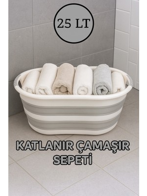 PremiumPort Pratik Katlanabilir Çamaşır Sepeti, 25 Lt, Akordiyon Tasarım, Hafif ve Şık