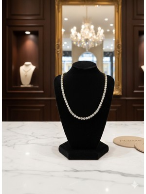 Septemmart Gold Renk Tek Sıra Tam Tur Zirkon Taşlı Su Yolu Kolye - Tenis Chain