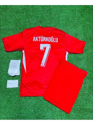 Türkiye Euro 2024 Kerem Aktürkoğlu Iç Saha Çocuk Forması 4'lü Seti (Red)