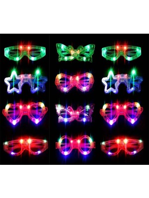 Skygo LED Işıklı Karışık 6 Model Yanar Söner Parti Gözlüğü 12 Adet