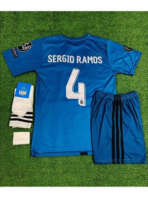 R.e.a.l.m.a.d.r.i.d. 2017/18 Sergio Ramos Turkuaz Çocuk Forması 4'lü Set
