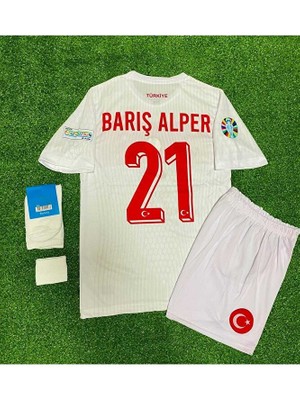 Türkiye 2024 Barış Alper Yılmaz Iç Saha Çocuk Forması 4'lü Set (Euro 2024 Patch) Beyaz