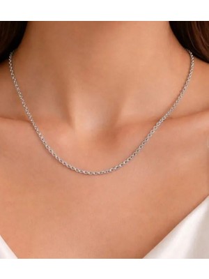 Septemmart Kararmaz Çelik Kolye - Gümüş Renk Burgu Model (Rope Chain) Ayarlanabilir Zincir