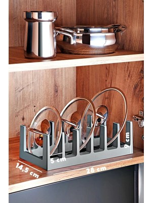 PremiumPort Çok Amaçlı Plastik Tabak, Tava ve Tencere Kapağı Düzenleyici Antrasit