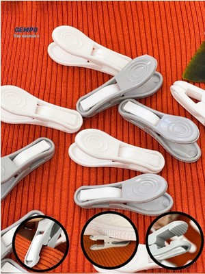 PremiumPort 96 Adet Gri Beyaz Kırılmaz Mandal, Slikon Yaysız, Iz Bırmaz, Paslanmaz