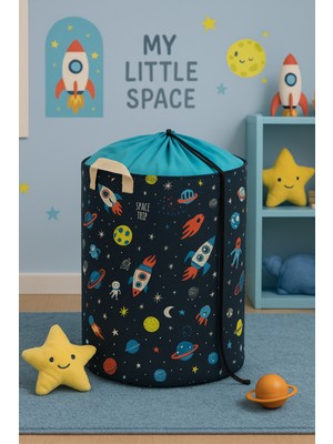 PremiumPort Çok Amaçlı Fileli Saklama Kutusu, Uzay Baskılı Katlanabilir Düzenleyici