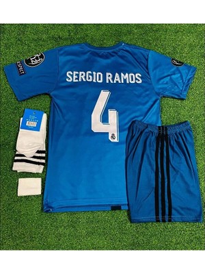 R.e.a.l.m.a.d.r.i.d. 2017/18 Sergio Ramos Turkuaz Çocuk Forması 4'lü Set