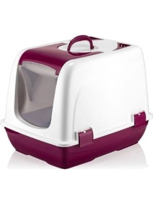 Mikopet Kapalı Küçük Kedi Tuvaleti Bordo