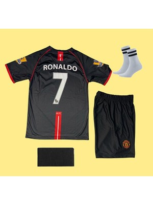Manchester United Ronaldo 2008 Siyah Futbol Çocuk Forması 4'lü Set