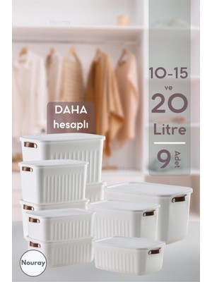 PremiumPort 9 Adet Çok Amaçlı Dolap Içi Düzenleyici Kapaklı Kutu Seti