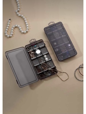 PremiumPort 15 Bölmeli Kapaklı Takı Organizer, Düzenli ve Şık Saklama Çözümü