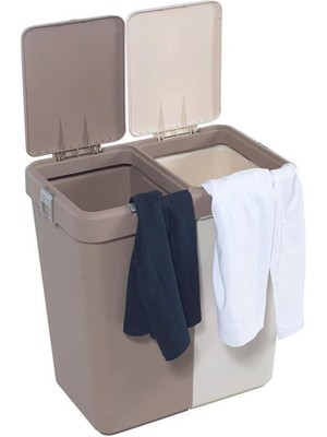 PremiumPort Çift Bölmeli 80 Litre Çok Amaçlı Kirli Çamaşır Sepeti