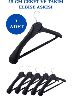 PremiumPort 5 Adet Plastik Ceket ve Takım Elbise Askısı, Dayanıklı ve Kullanışlı Set