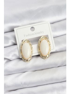 Belle Fusion Bfs Beyaz Badem Model Vintage Kadın Küpe