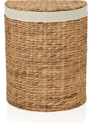 PremiumPort Hasır D Model Örgülü Çamaşır Sepeti 45X30X54 Cm, Şık ve Kullanışlı Tasarım