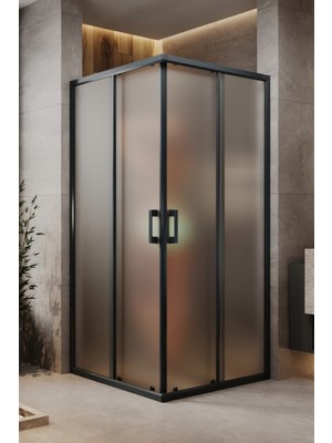 Monaqua Arteko Duşakabin Kare - Antrasit Profil - Satine Buzlu 5mm Cam