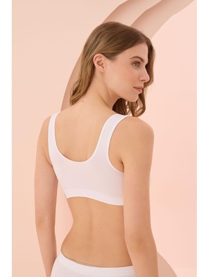NBB Beyaz Kalın Askılı Seamless Bustiyer Atlet Body