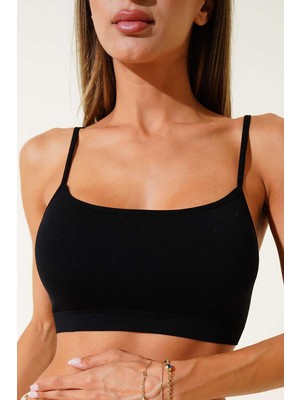 NBB Siyah Ince Askılı Seamless Bustiyer Atlet Body