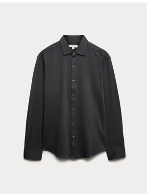 Marks & Spencer Regular Fit Easy Iron Saf Pamuklu Jarse Gömlek